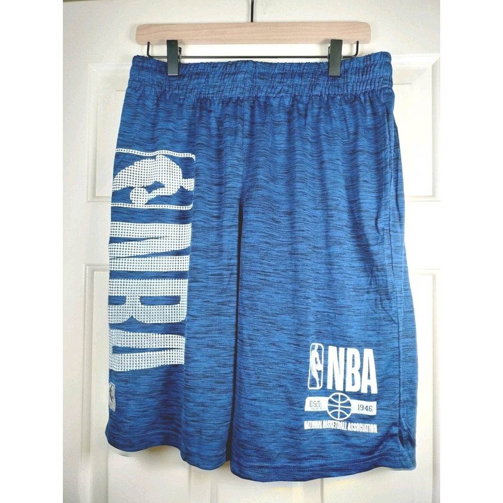 NBA Basketball Shorts Mens Large Blue Space Dye Heather Athletic Gym Pockets L